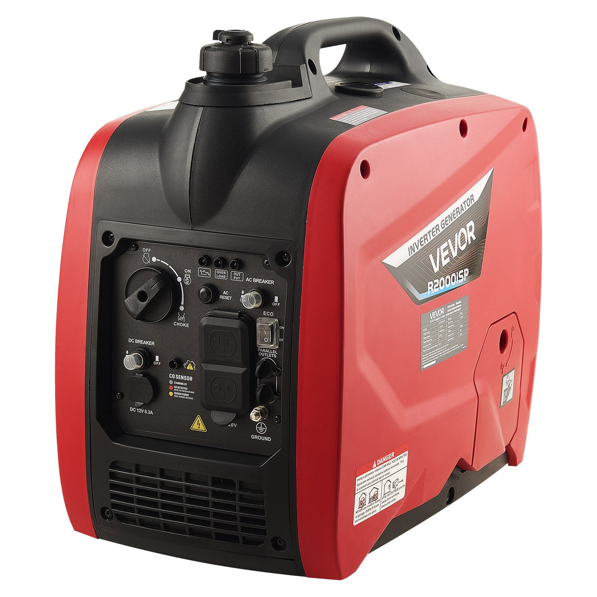 VEVOR Inverter Generator, 2900W Peak Watt Quiet Inverter Generator, Portable Inverters Generators for Home Use, Gas Powered, Compact and Lightweight Design - Stable Power, CO Sensor, Long Run Time - BCGBPFDJJYSD5HQKP001V5 - view 10