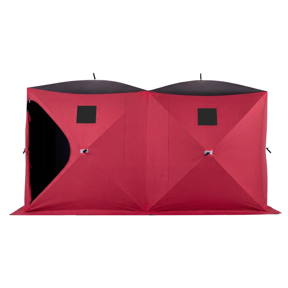 VEVOR Pop Up Ice Fishing Tent 6-8 Person 142 x 71 x 79 in Portable Shelter, for Winter Fishing, 67 sq ft Area, 300D Oxford Fabric Hub-Style Shanty, Ice Cube with Anchors, Ropes, Carry Bag, Red/Black - BDBHSDMKS4M1VD6A8001V0 - view 10