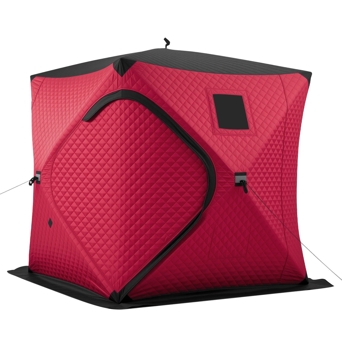 VEVOR Pop Up Ice Fishing Tent 3-4 Person 71 x 71 x 79 in Insulated Shelter, for Winter Fishing, 34 sq ft Area, 600D 4-Layer Fabric, Portable Hub-Style Shanty Cube with Anchors, Ropes, Carry Bag, Red - BDBHSJMK4M70D9N34001V0 - view 10