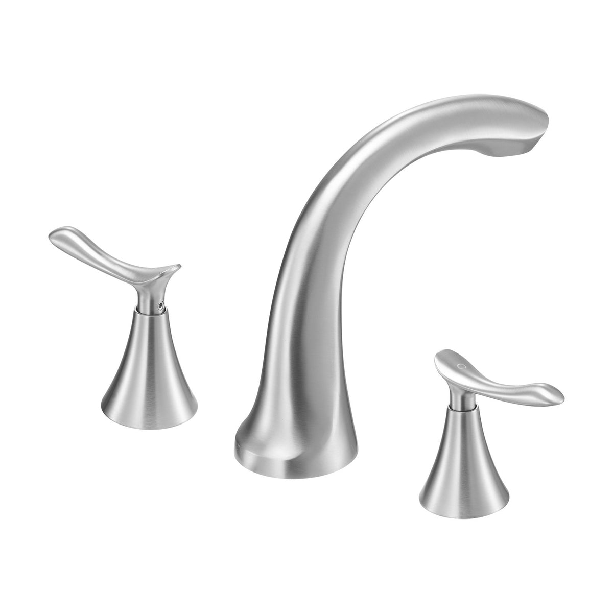 VEVOR Roman Tub Faucet, 3 Hole Waterfall Bathtub Faucet, Gooseneck Bath Tubs Faucets Set with 2 Handles, Deck Mount Bath Tub Faucets Set for Pet Washing, Adult Bathing, Brushed Stainless Steel - BDFDPKBDHS2GLO2SP001V0 - view 10