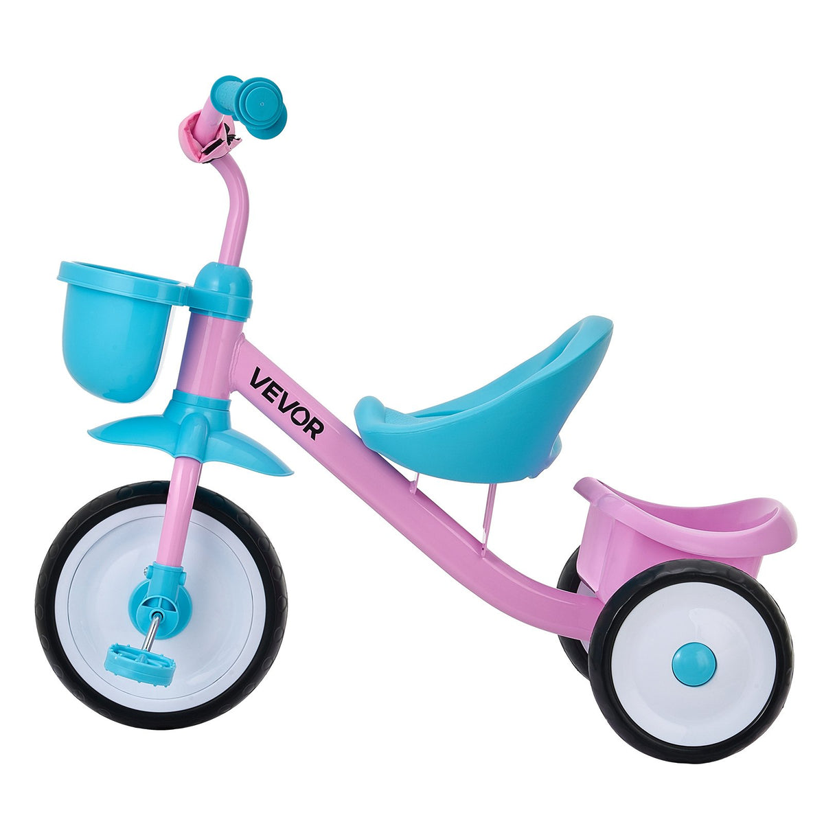VEVOR Toddler Tricycle for 2-5 Year Old, Kids Trike with Adjustable Seat, Storage Basket, Carbon Steel Frame, Handlebar Grips for Outdoor Play, Tricycle for Toddlers, Birthday Toy for Boys and Girls - BDSTGBDDPHLL2A6NV001V0 - view 10