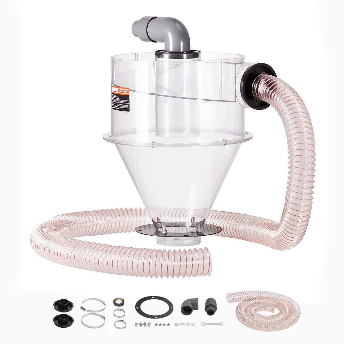 VEVOR Cyclone Dust Separator, 4" Retrofit Cyclone Separator for Dust Collectors, ABS Dust Deputy With 2" Hole O.D. Connector & Hose for Wet/Dry Shop Vacuums, Fits 5-10 Gallon Tank (Tank Exclude) - BDTXFCCQTJZXTEJX5V0 - view 10