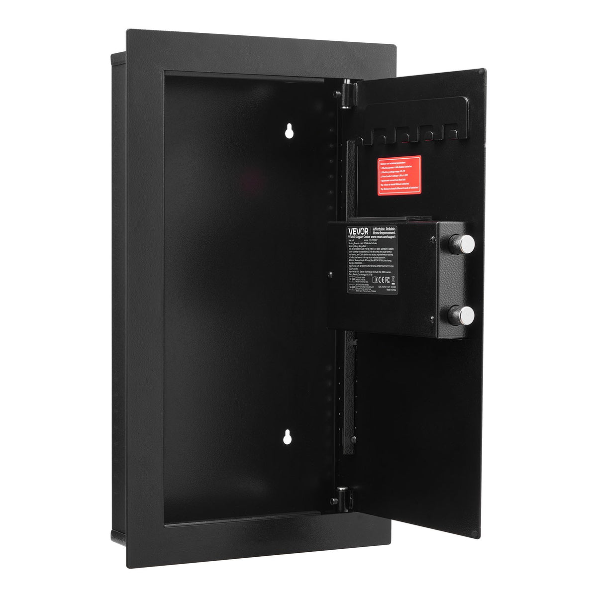 VEVOR Wall Safe, 3-Tier Hidden Wall Mounted Safe with Password & Key, Q235 Cold-Rolled Steel In-Wall Box with LED Lighting, 2 Adjustable Shelves & 5 Key Holders for Money, Jewelry, Passport, Black - BGBXJ4145625LE5K9001V9 - view 10