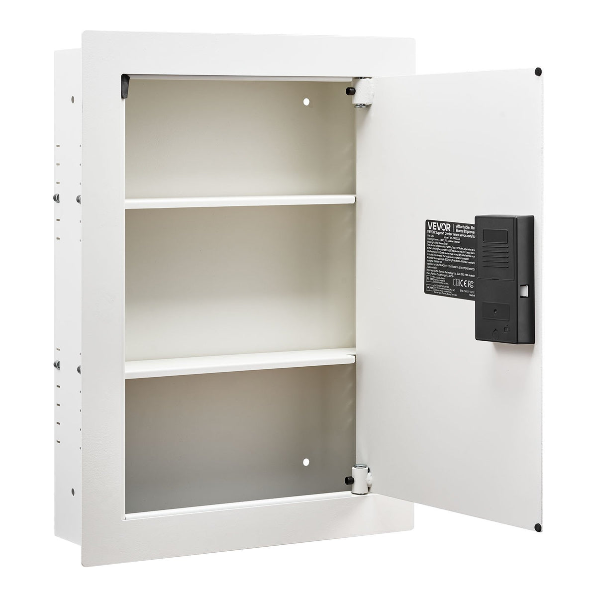 VEVOR 0.83 sq.ft Wall Safe, 3-Tier Hidden Wall Safe with Password, Key & Turning Knob, Q235 Cold-Rolled Steel In-Wall Box with Adjustable Shelves & Mounting Holes for Money, Jewelry, Passport, White - BGBXJ4162522X2SV6001V9 - view 10