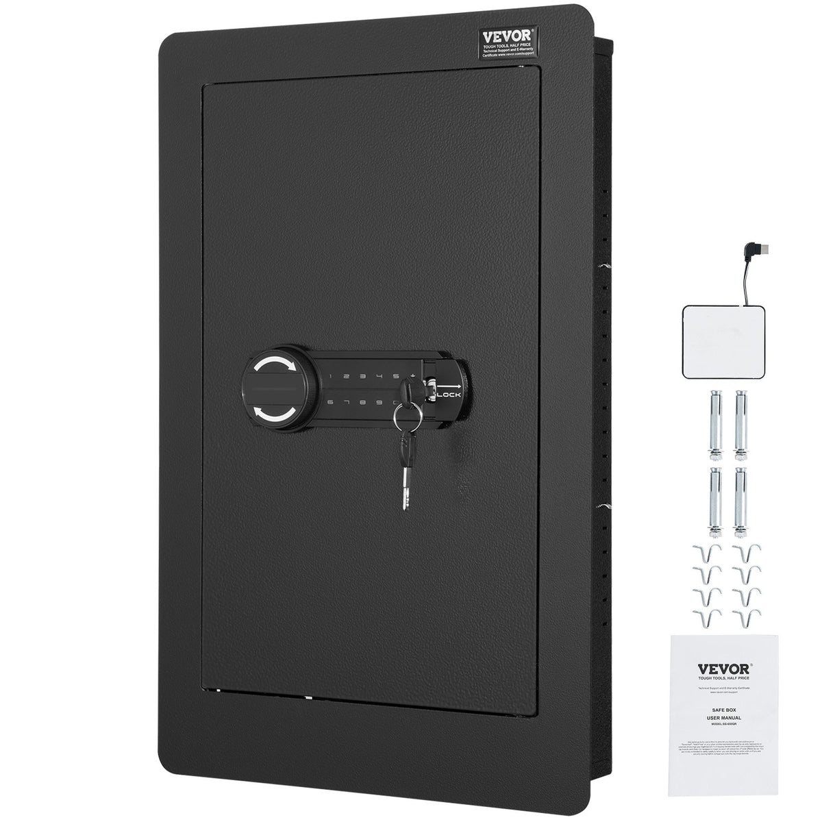 VEVOR 25.59" Tall Wall Safe, 3-Tier Hidden Wall Safe with Keypad, 3 Removable Shelves & 6 Key Holders, Q235 Cold-Rolled Steel In Wall Safe with LED Light & Vibration Alarm for Money, Jewelry, Passport - BGBXX09CUFT3G969UV9 - view 10