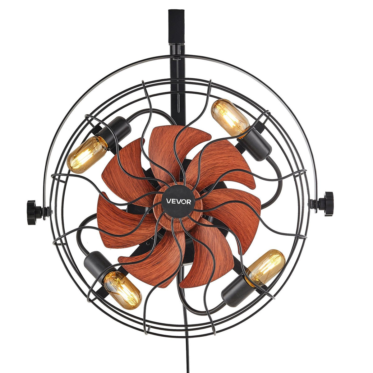 VEVOR Wall Mounted Fan with Lights, 21 inch Wall Mount Fan with Remote, 6 Speeds Plug in Wall Fan, Timer, 360°Adjustable Tilt for Bedroom,Garage,Workshop (Compatible 4 E26 Bulb Sockets,No Bulb) - BGFSD20INCHEDE2W7001V1 - view 10