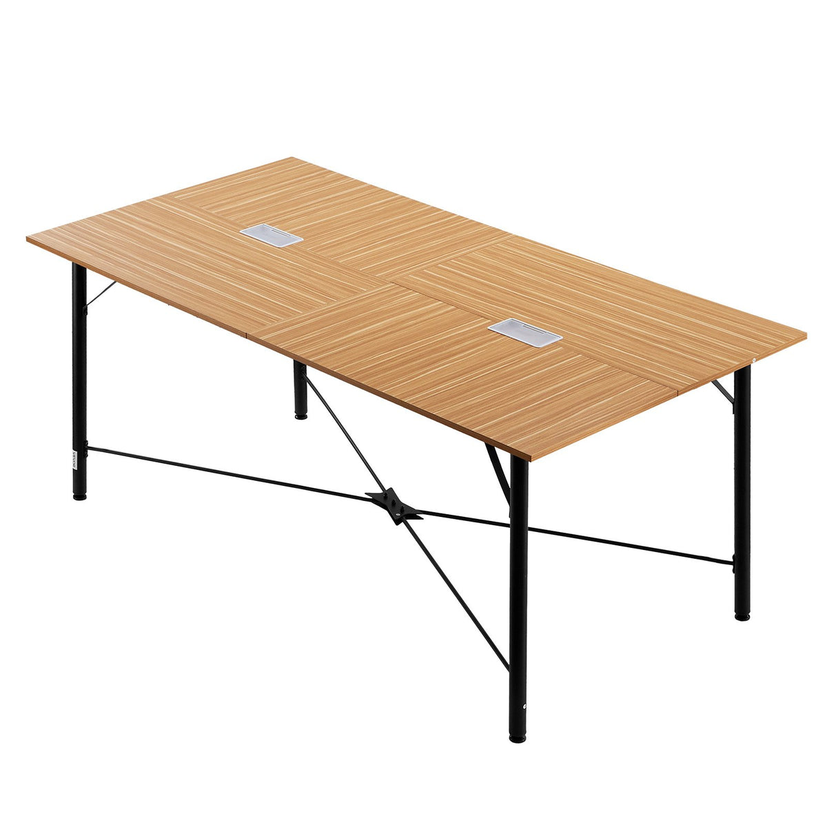 VEVOR Conference Table, 6 ft Office Meeting Table for 6-8 Person, Modern Rectangle Seminar Desk with Metal Legs, Meeting Desk Ideal for Office, Boardroom, Conference Room, Easy Assembly, Brown - BGHYZJX6FT00O6LGR001V0 - view 10