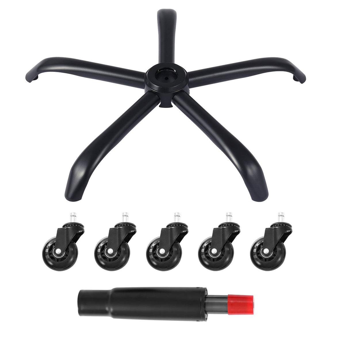 VEVOR Office Chair Base Replacement, 28", 2500 lbs Static Load Capacity, Heavy Duty Universal Computer Desk Chair Stool Base Part with 5 Casters and Gas Cylinder, Desk Chair Base Replacement, Black - BGYDZPJ28JSD372AGV0 - view 10