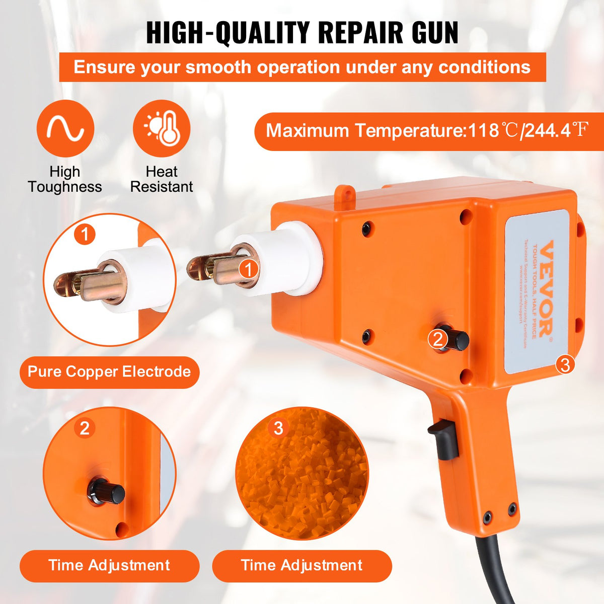 VEVOR Stud Welder Kit, 5500 Stud Welder Dent Repair Kit, 800VA Spot Welder Stud, 110V Welder Stud Kit, Stud Gun Dent Puller Kit with Complete Accessories, Dent Welder Repair for Auto Body Repairing - BJXFJ5500QXLSXFJ1V1 - view 3