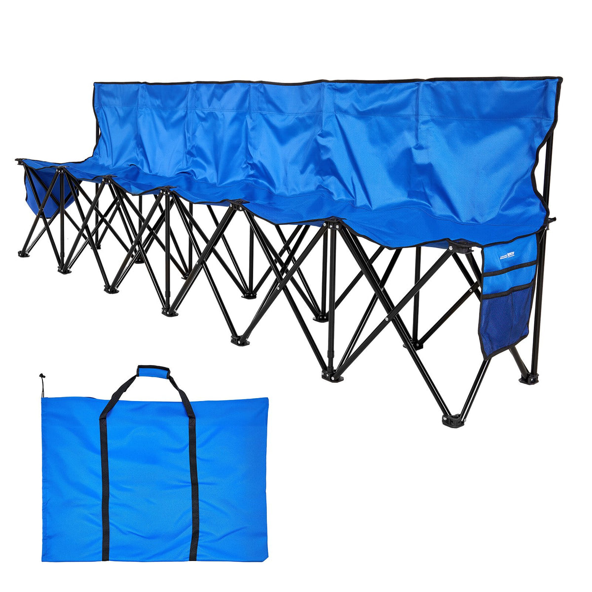 VEVOR Portable Folding Bench, 6 Seat Foldable Soccer Bench with Side Pockets and Carrying Bag, Lightweight Sideline Seating with Back Rest for Football, Baseball, Camping, Outdoor Events, Blue - BKZDYDZY6SEADS118001V0 - view 10
