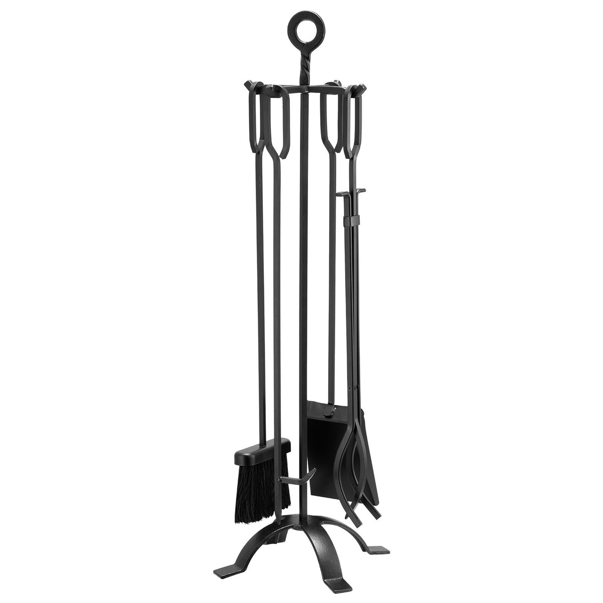 VEVOR Fireplace Tool Set, 5 PCS Fire Tool Set and Holder with Four-Prong Stand, Tongs, Ash Shovel, Brush, Fire Place Poker, Wrought Iron Fireplace Accessories for Campfire Indoor/Outdoor, Black - BLGJTJ5JTSZGDJ6II001V0 - view 10