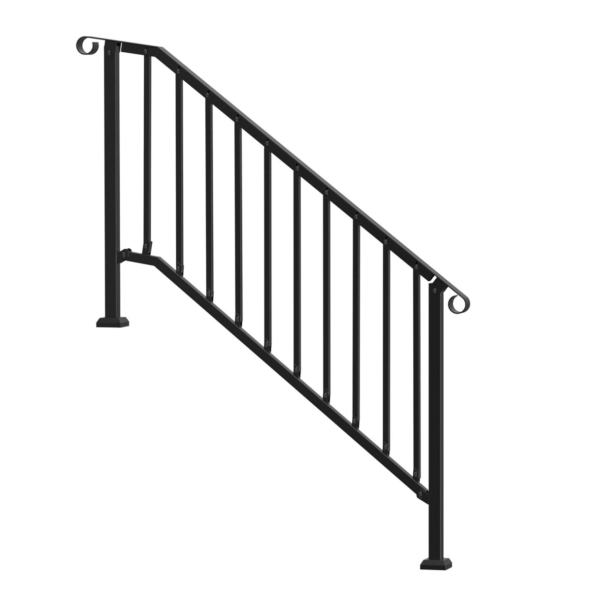 VEVOR Handrails for Outdoor Steps, 5 Step Stair Hand Rail Kit, Transitional Carbon Steel Railings with Installation Kit, Stair Rails for Seniors, Concrete Steps & Porch & Deck, Black Retro Arch - BPXGMDZLSLZFDP9MRV0 - view 10