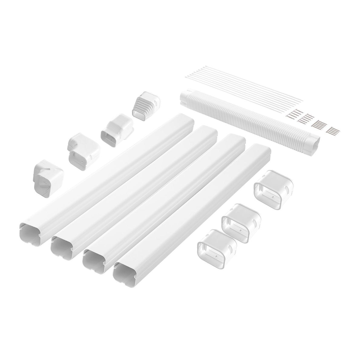 VEVOR Mini Split Line Set Cover 3-inch W 15.8Ft L, PVC Decorative Pipe Line Cover For Air Conditioner with 4 Straight Ducts & Full Components Easy to Install, Paintable for Heat Pumps, White - BSKSQFTSKDGX6NH9BV0 - view 10