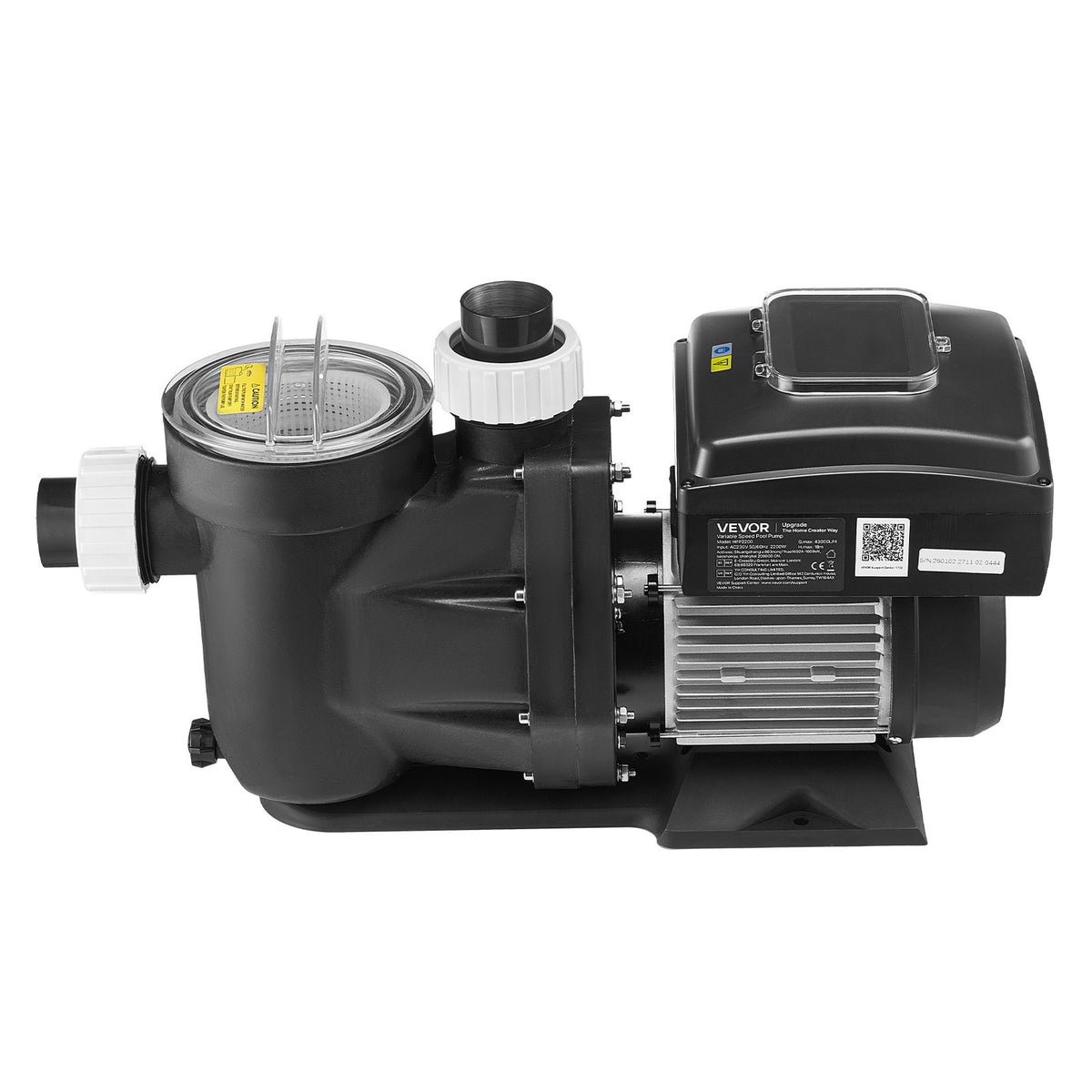 VEVOR Variable Speed Pool Pump, 3 HP, AC 220-240V, 190 GPM, In/Above Swimming Pool Pump with Filter Basket, Powerful Self Priming, Programmable Timer, for Inground and Above Ground Swimming Pool - BSYCGLBSS30H8LGW2001V4 - view 10