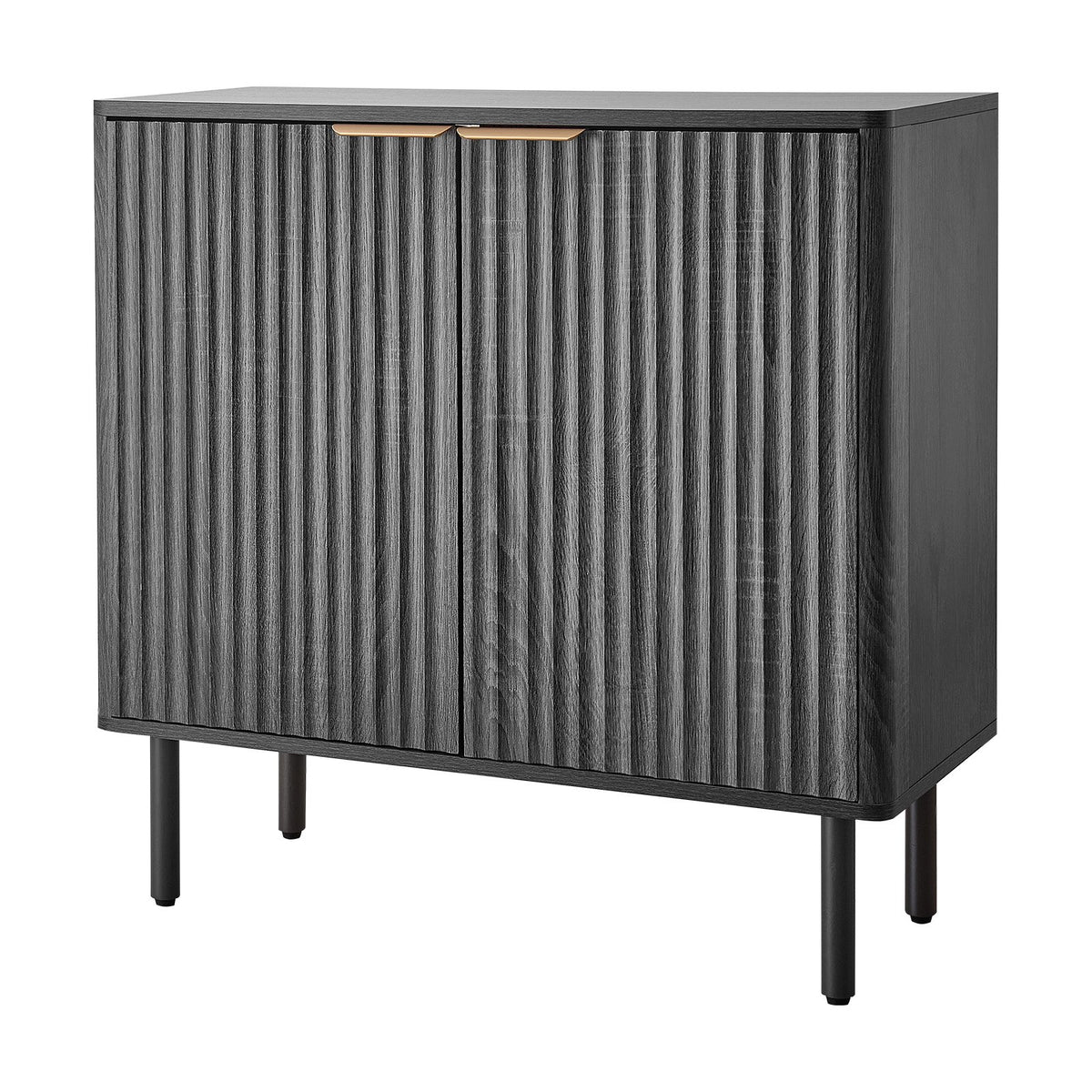 VEVOR Coffee Bar Cabinet, Mid Century Fluted Coffee Bar Table with 2-Tier Storage, Buffet Stand Cabinet with Barn Door, Sideboard Buffet Station for Living Room, Entryway, 31.5 x 14.7 x 31.5 in, Black - BSZSJ315YCHT8P1LL001V0 - view 10