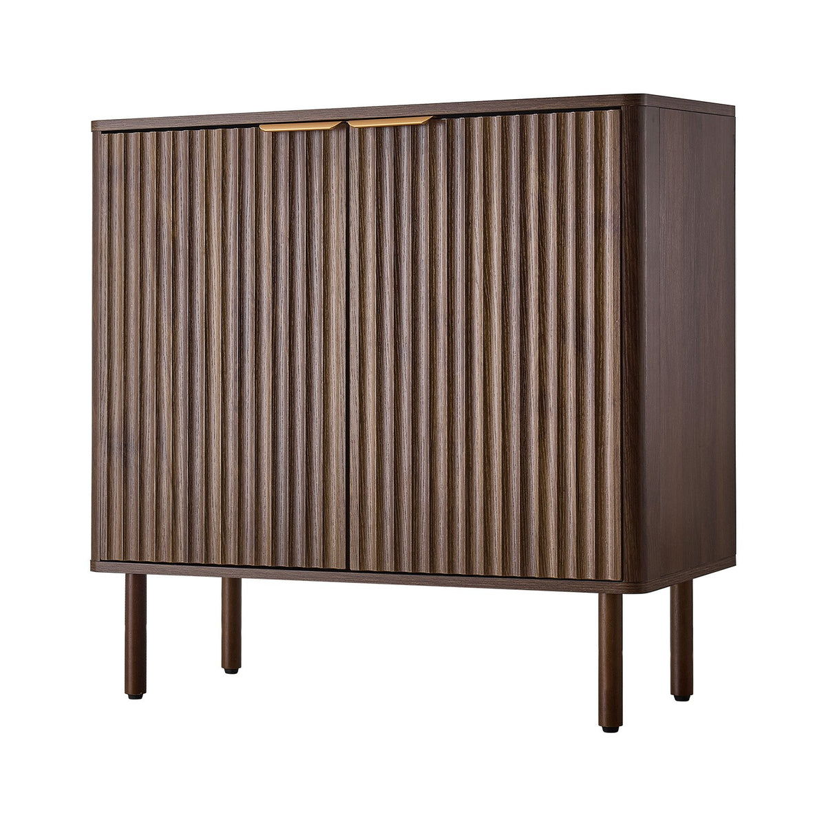 VEVOR Coffee Bar Cabinet, Mid Century Fluted Coffee Bar Table with 2-Tier Storage, Buffet Stand Cabinet with Barn Door, Sideboard Buffet Station for Living Room, Entryway, 31.5 x 14.7 x 31.5 in Walnut - BSZSJ63YCHTSU6X5P001V0 - view 10
