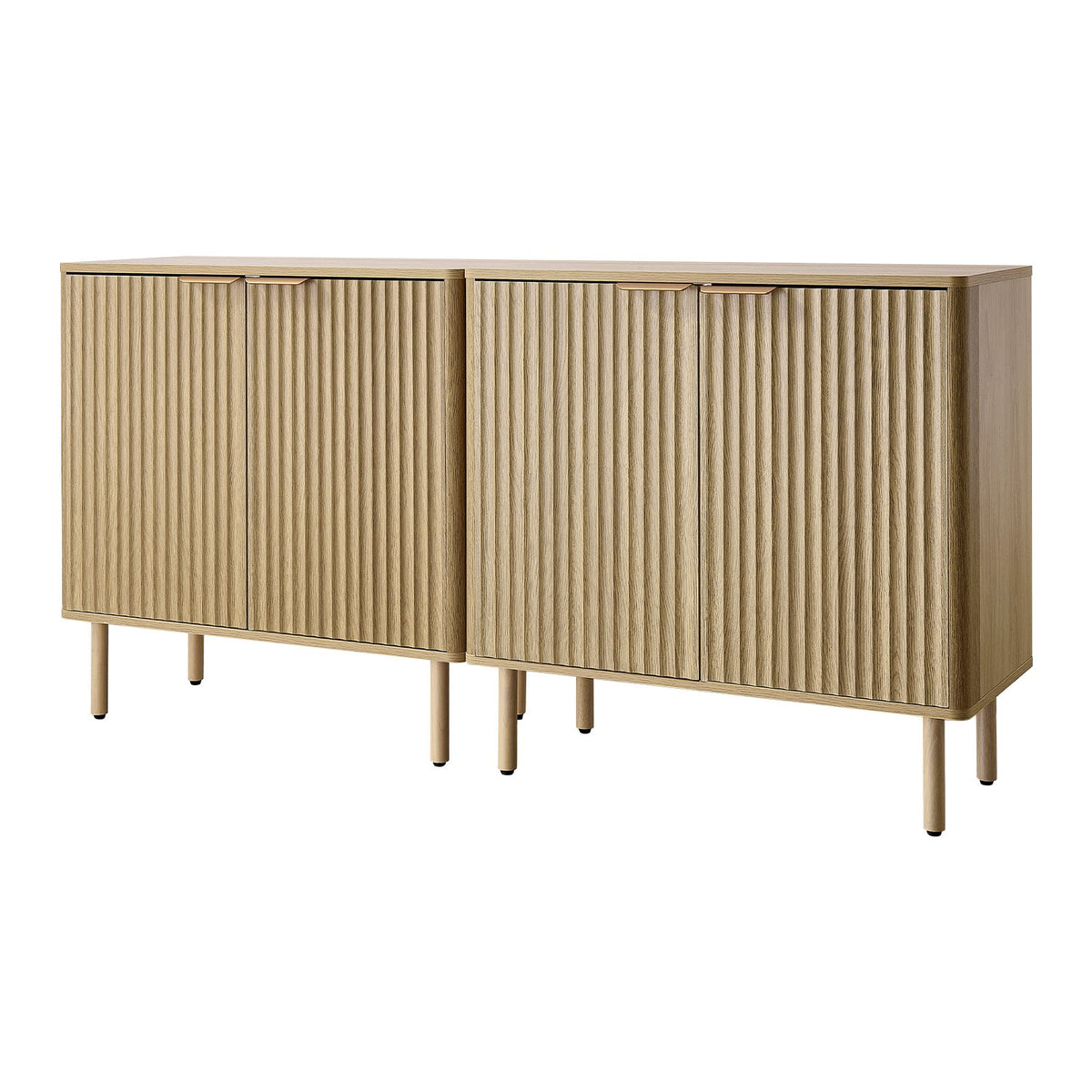 VEVOR Coffee Bar Cabinet, Mid Century Fluted Coffee Bar Table with 2-Tier Storage, Buffet Stand Cabinet with 4 Barn Doors, Sideboard Buffet Station for Living Room, Entryway, 31.5x14.7x31.5 in(Single) - BSZSJ63YCYMSRJB1A001V0 - view 10