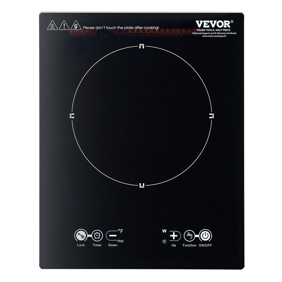 VEVOR Portable Induction Cooktop, 1800W Electric Induction Burner with 9 Temperature Settings, Countertop Induction Hot Plate with 3H Timer, Child Lock, Easy to Clean, for Home Kitchen Cooking - BXKTMSDCL180PEXMRV1 - view 10