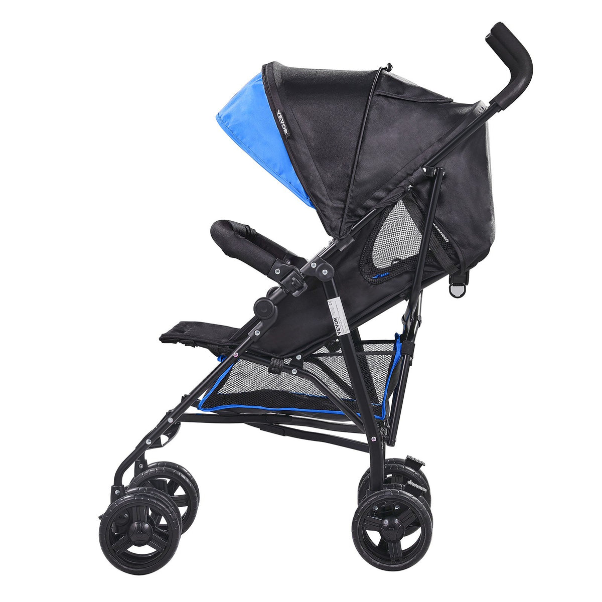 VEVOR Lightweight Stroller, Compact Easy Fold MultiPosition Recline Canopy Backrest, Carbon Steel Frame, Large Storage Basket, Umbrella Toddler Baby Stroller for Travel and More, Black/Blue - BXYETCSXHL00RHDR4V0 - view 10