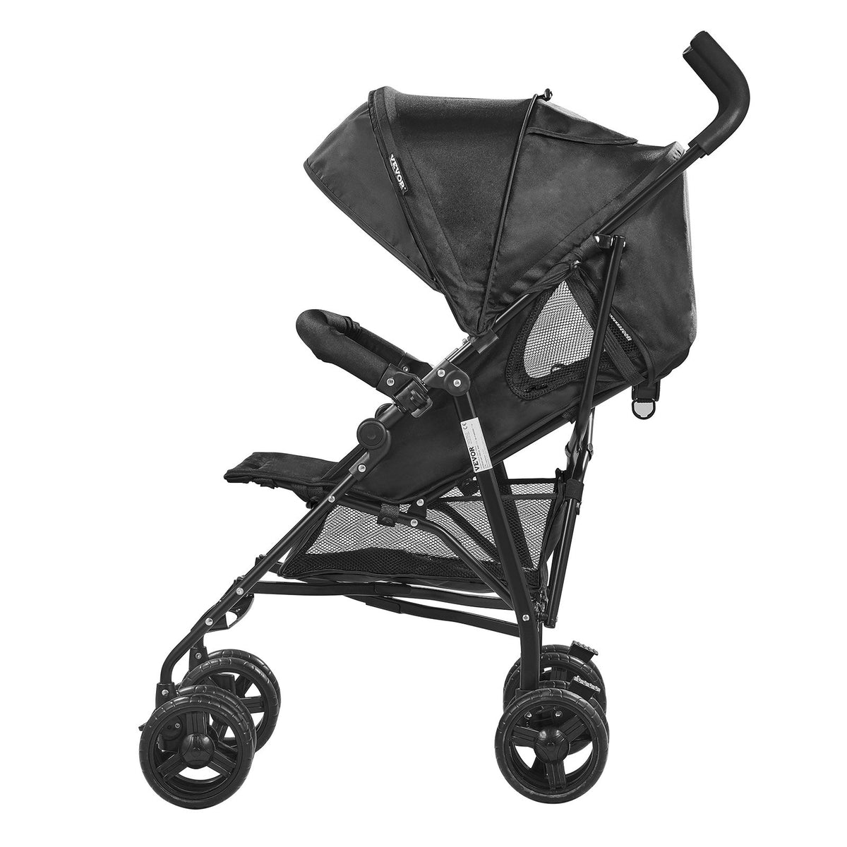 VEVOR Lightweight Stroller, Compact Easy Fold MultiPosition Recline Canopy Backrest, Carbon Steel Frame, Large Storage Basket,Cup Holder, Umbrella Toddler Baby Stroller for Travel and More, Black - BXYETCSXHS007QFKLV0 - view 10