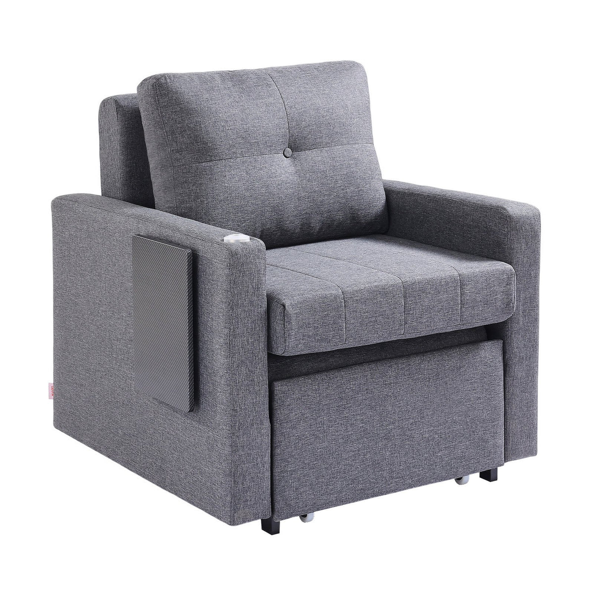 VEVOR Sleeper Sofa Bed, Convertible Sleeper Bed with Side Pocket, Pillow, Armrest and Desk Board, 5 Adjustable Angles Backrest, Single Pull Out Sofa Couch with 2 Wheels and Bottom Storage, Gray - BYSFC315INCHGMW86V0 - view 10