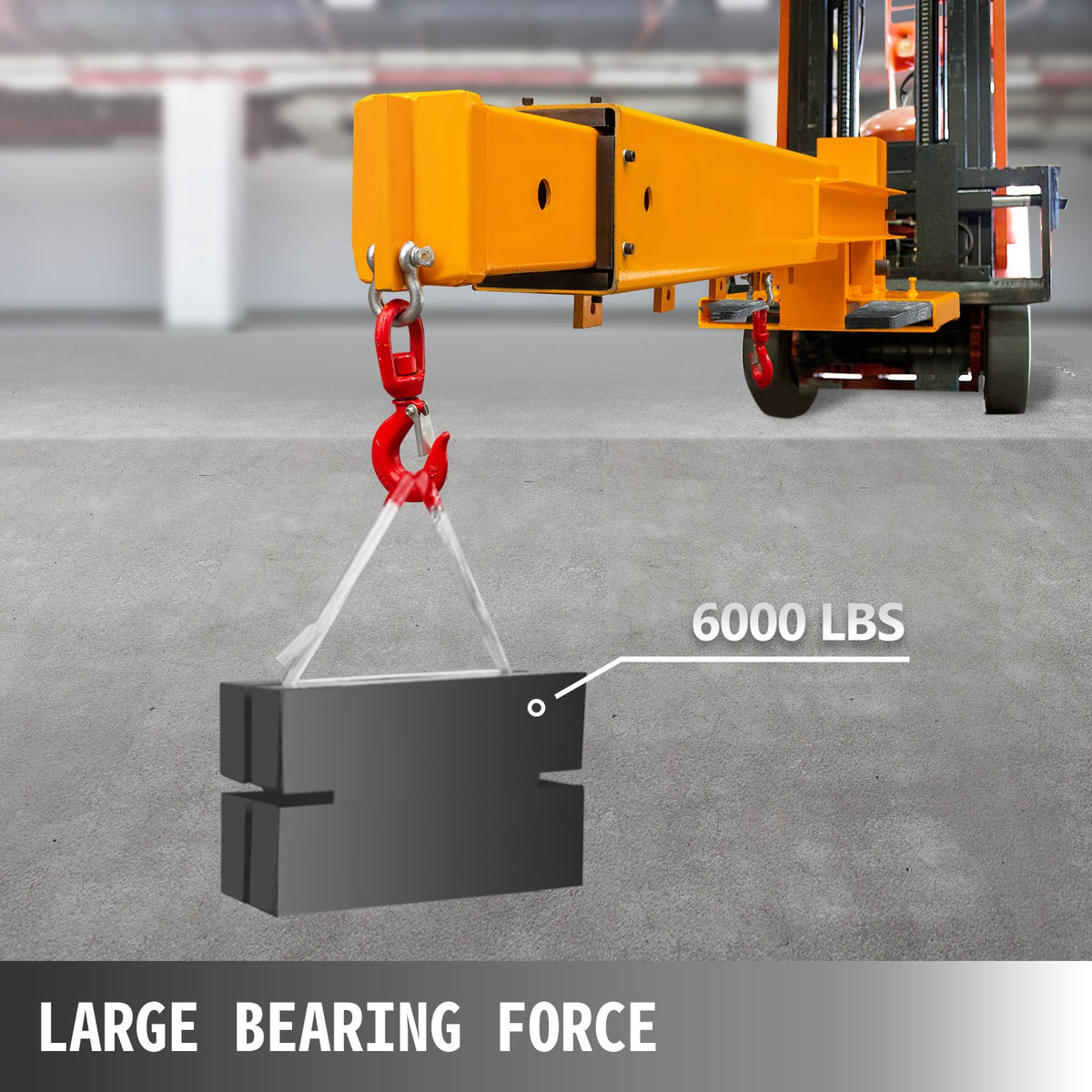 VEVOR Forklift Mobile Crane 6000lbs/3T Capacity, Forklift Crane Attachment 2 Hooks, Forklift Lifting Hoist with Truss Jib Boom, Forklift Extension, Forklift Boom Attachment Towing - CCDB6000BZH300001V0 - view 3