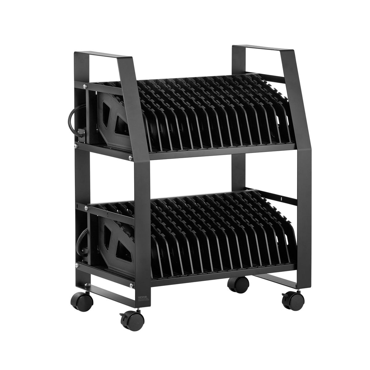 VEVOR Laptop Charging Cart, 32 Devices Mobile Open Charging Station with Wheels, for Tablet and Laptop Up to 15.6 in Screen Size, Easy Access Slots, Surge Control, for Office, Classroom, Library - CDCBKFS156INL3C5K001V1 - view 10