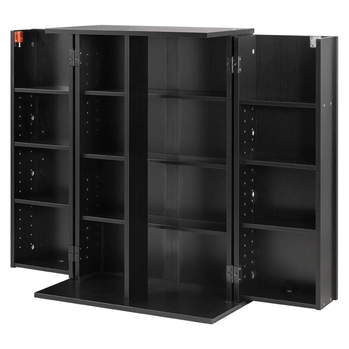 VEVOR Media Storage Cabinet, 4-Tier DVD Shelf Organizer, 24.02 x 14.49 x 33.31 in Multimedia Storage Organizer for CDs, DVDs, Books, Games, CD Shelf for Living Room, Home Office, Recording Room, Black - CDCCJFBS16GH2M11B001V0 - view 10