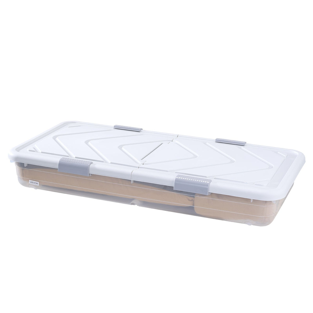 VEVOR Under Bed Storage with Wheels, 31.7 x 15.6 x 6.9 inch Underbed Containers, Underbed Shoes Organizer with Lid & Gray Latch, Rolling Under the Bed Storage Bins for Clothes Shoes Blankets, 4 Pack - CDCWFBSLDL32FA7ZF001V0 - view 10