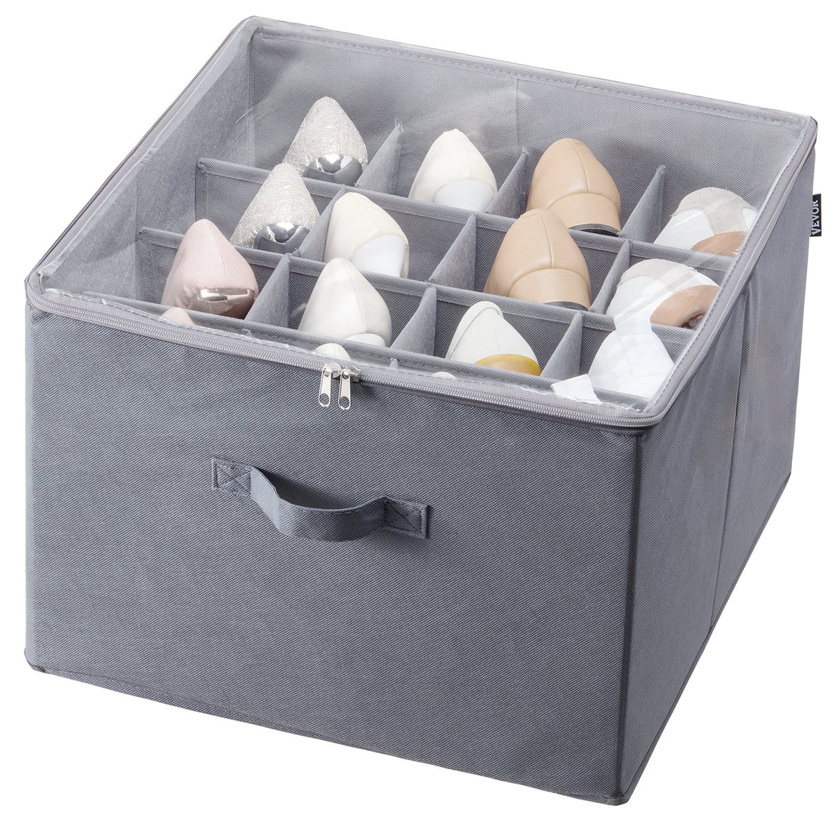 VEVOR Under Bed Shoe Storage Organizer, 1 Pack, 16 Compartments, Underbed Shoe Box Storage Containers Adjustable Dividers, Sandal Organizer Storage with Clear Window, Breathable, Reinforced Handles - CDXSNGKHS0000QJ43V0 - view 10