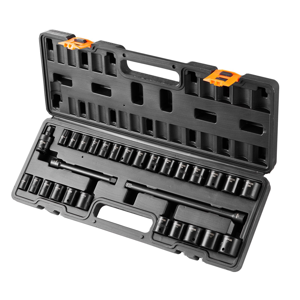 VEVOR 3/8" Drive Impact Socket Set, 29 Piece Shallow Socket Set SAE 3/8"-1" and Metric 8-22mm, 6 Point CR-V Alloy Steel for Auto Repair, Easy-to-Read Size Markings, Rugged Construction, Storage Case - CJTTZJ1CRV299EO2EV0 - view 10