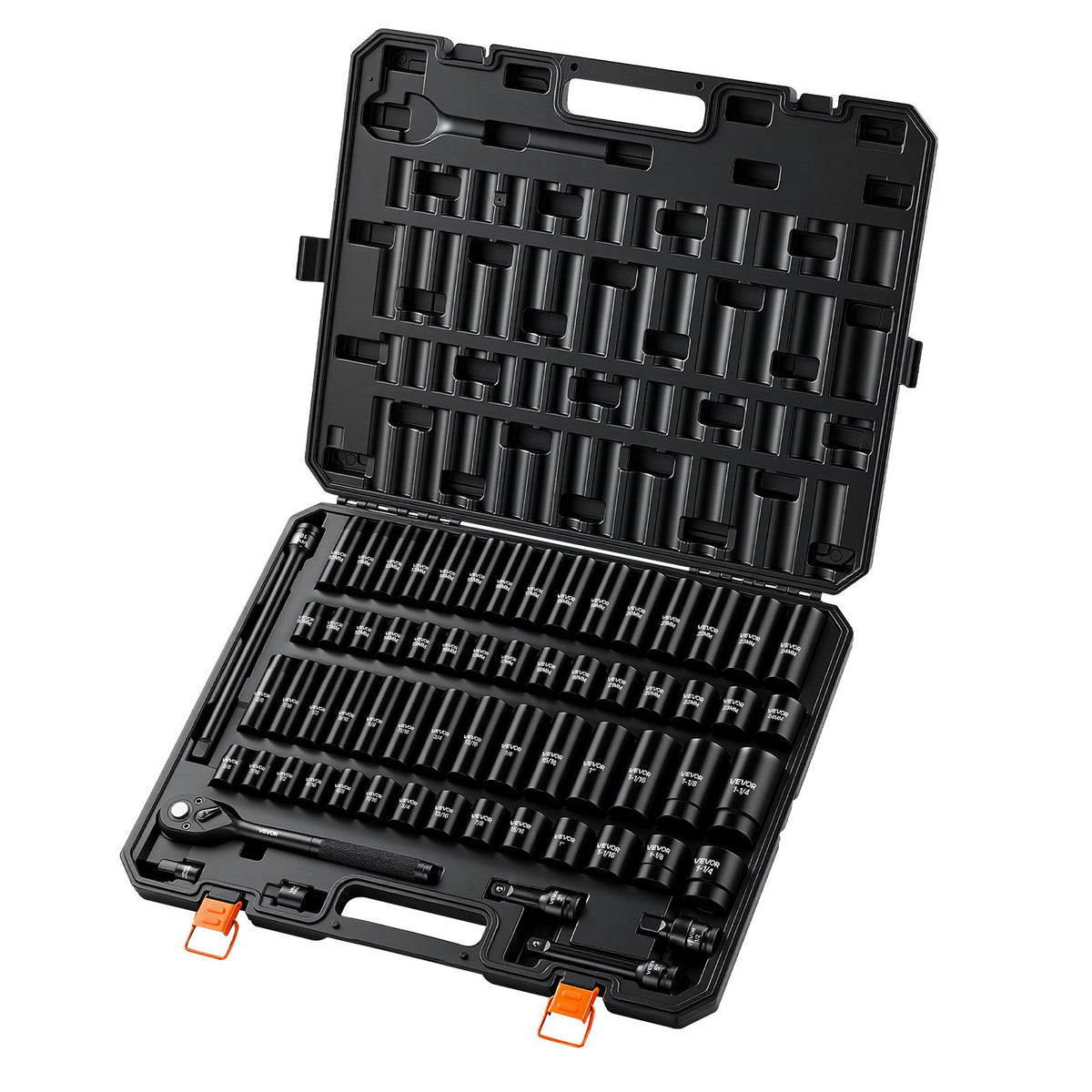 VEVOR Impact Socket Set, 1/2" Drive, 65-Piece Socket Set, 6 Point Sockets, SAE 3/8" to 1-1/4" and Metric 10-24 mm, Easy to Identify, with a Sturdy Storage Case, Cr-V Alloy Steel for Vehicles Repair - CJTTZJCRVCZ6B8N49001V0 - view 10