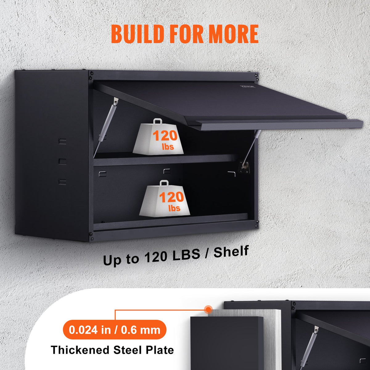 VEVOR Metal Storage Cabinet, 120lbs Load Capacity per Shelf, 20'' Tall Wall-Mounted Powder-Coating Steel Garage Cabinet with Adjustable Shelf, Press to Lock & Open Door, Perfect - CKGJJXJSBGJHHZ7OJV0 - view 3