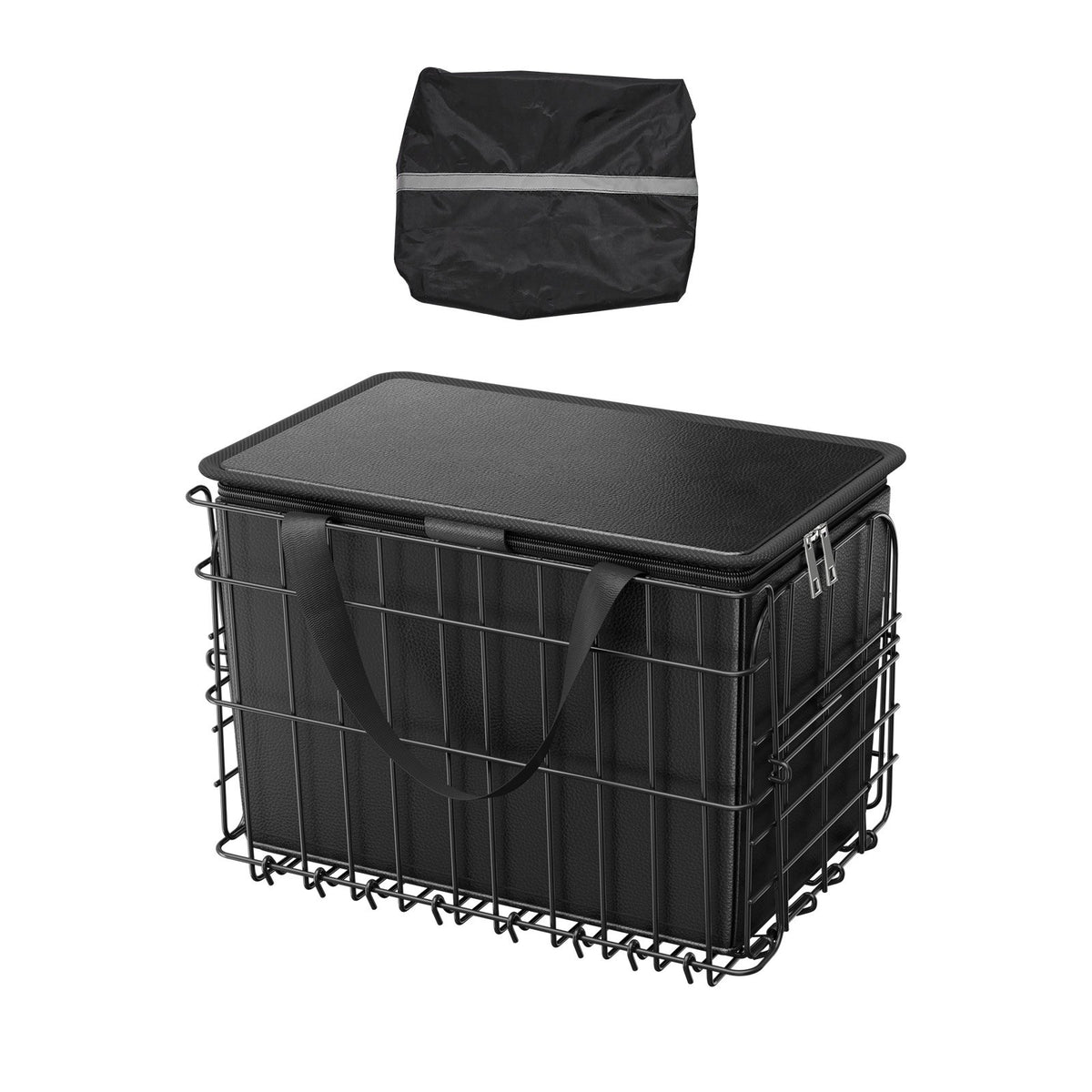 VEVOR Rear Bike Basket, Folding Wire Bicycle Basket with Cargo Net, Removable Liner Bag & Waterproof Cover, Quick Release Design Bike Basket for Adult Women/Men Carrying Dogs Pets Fruit & Grocery - CKHXJSSZYNCKOWR9SV0 - view 10