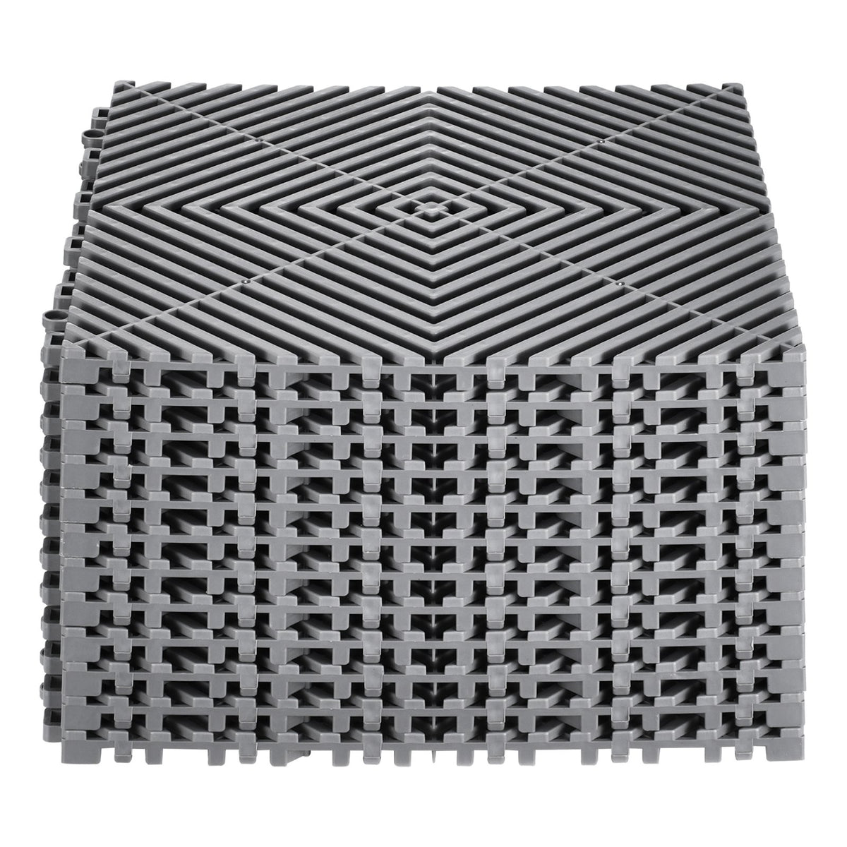 VEVOR Interlocking Drainage Mat, 12” x 12” Modular Interlocking Cushion, 12 Pcs Splicing Drainage Mats, Non-Slip Gray PP Drainage Floor Tile and Shower Mat, for Garage, Garden, Kitchen & Outdoor - CKPSD12X12YC7FR5ZV0 - view 10