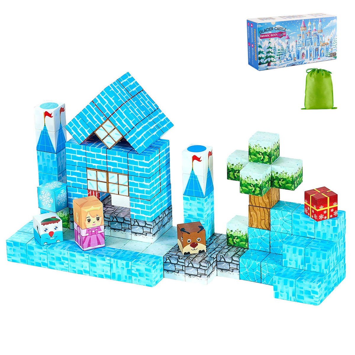 VEVOR Magnetic Blocks, 150 PCS Glacier Castle Set, Magnetic Building Cubes for Kids, STEM Montessori Sensory Toys for Christmas Birthday Gift, Construction Stacking Toy for 3+ Years Old Boys & Girls - CLKGNBBCCB10KYF3L001V0 - view 10