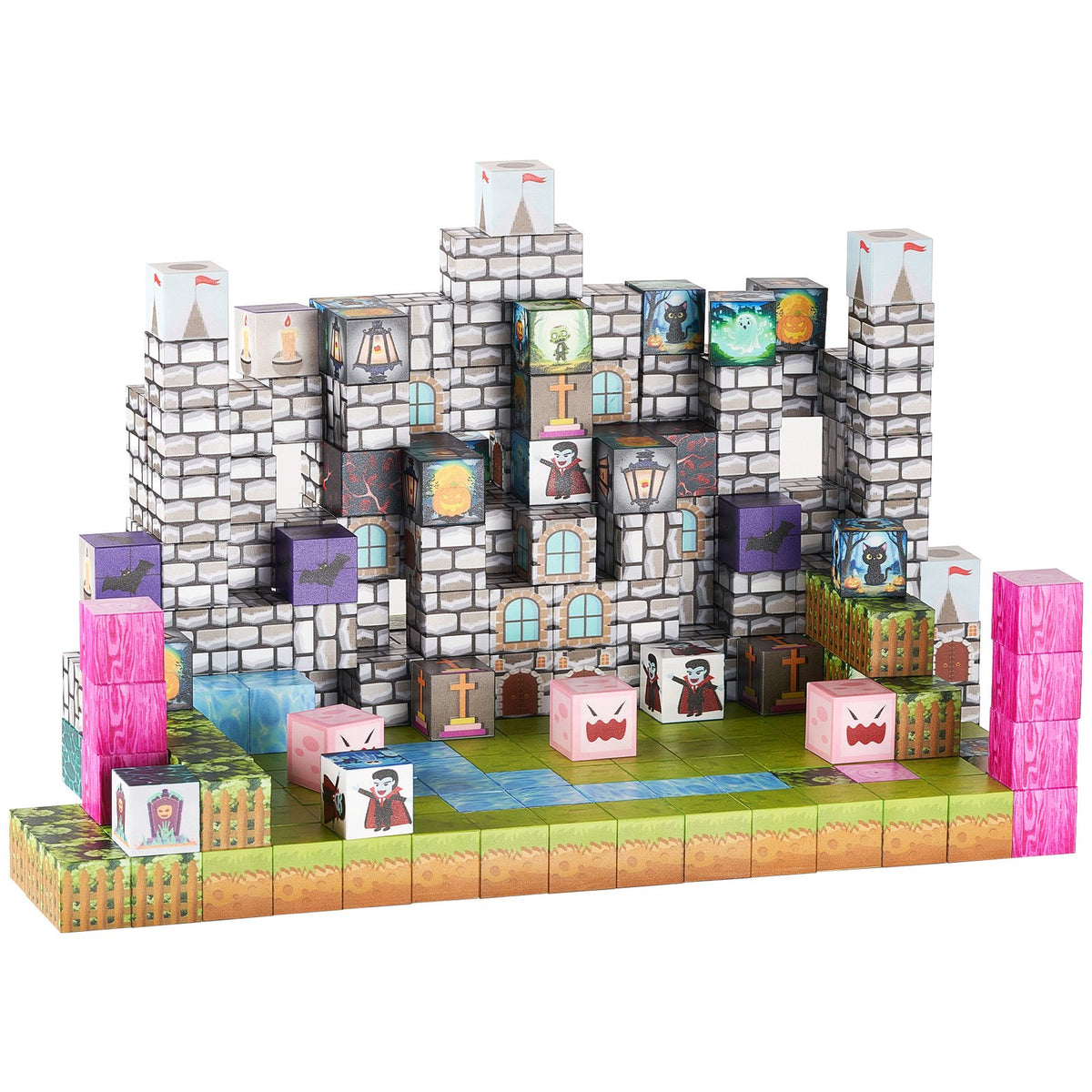 VEVOR Magnetic Blocks, 100 PCS Cemetery Zombies Set, Magnetic Building Cubes for Kids, STEM Montessori Sensory Toys for Christmas Birthday Gift, Construction Stacking Toy for 3+ Years Old Boys & Girls - CLKGNBMDJS10BURVH001V0 - view 10
