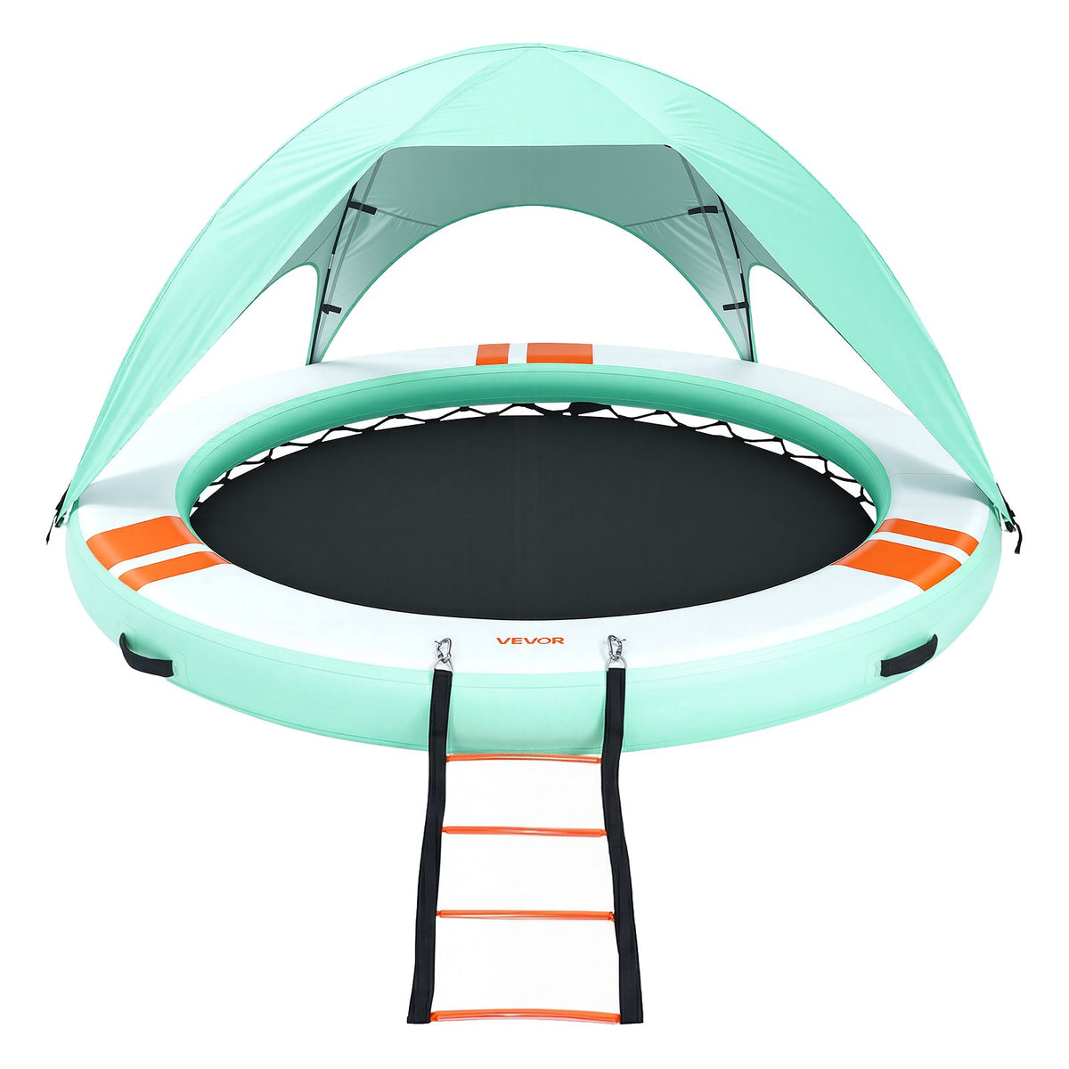 VEVOR Inflatable Floating Dock, 8 FT Round Inflatable Dock Platform, Non-Slip Water Floating Mat with Portable Carrying Bag & Detachable Ladder, Platform Island Raft for Pool Beach Ocean - CQFTYX8FTWZXGFXYE001V0 - view 10