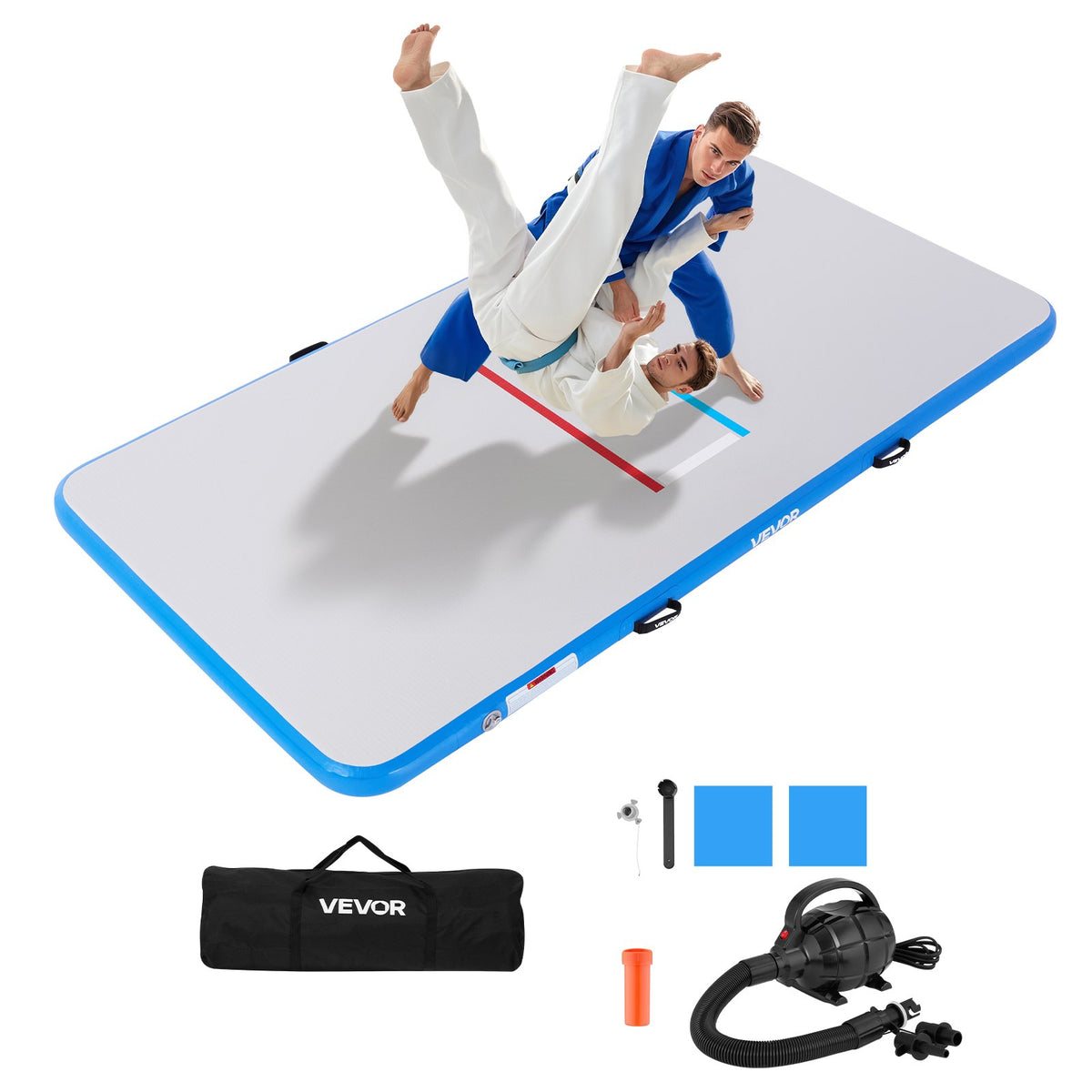 VEVOR 10x5 ft Wrestling Mat Inflatable, Martial Arts Thick Mat for Outdoor Indoor Home Gym Exercise, PVC Foldable Training Mats with 600W Air Pump, for Gymnastics Tatami Jiu Jitsu BJJ MMA Judo, Gray - CQKSJD105FTLDRECN001V1 - view 10