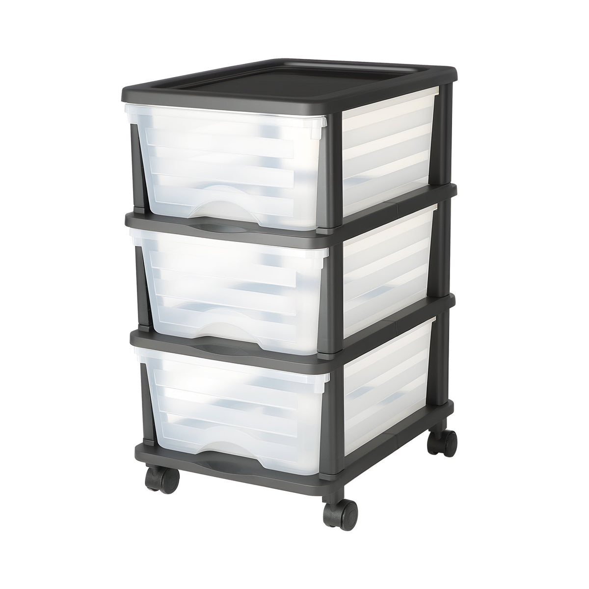 VEVOR Plastic Storage Drawers Cart, 3 Drawers Storage Organizer with Wheels, Rolling Closet Organization and Storage Dividers, Dresser Organizer Clear Bins for Office Supplies, Craft Rooms, Classrooms - CWCT1SLJL3G1N0AIG001V0 - view 10
