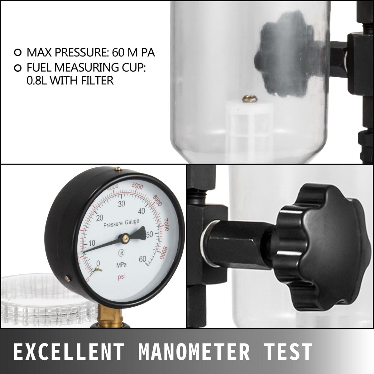 SKYSHALO Diesel Injector Tester with Dual Scale Gauge, 400Bar/6000PSI, for Accurate Pressure Adjustment & Nozzle Examination - CYJPYZJYQ00000001V0 - view 3