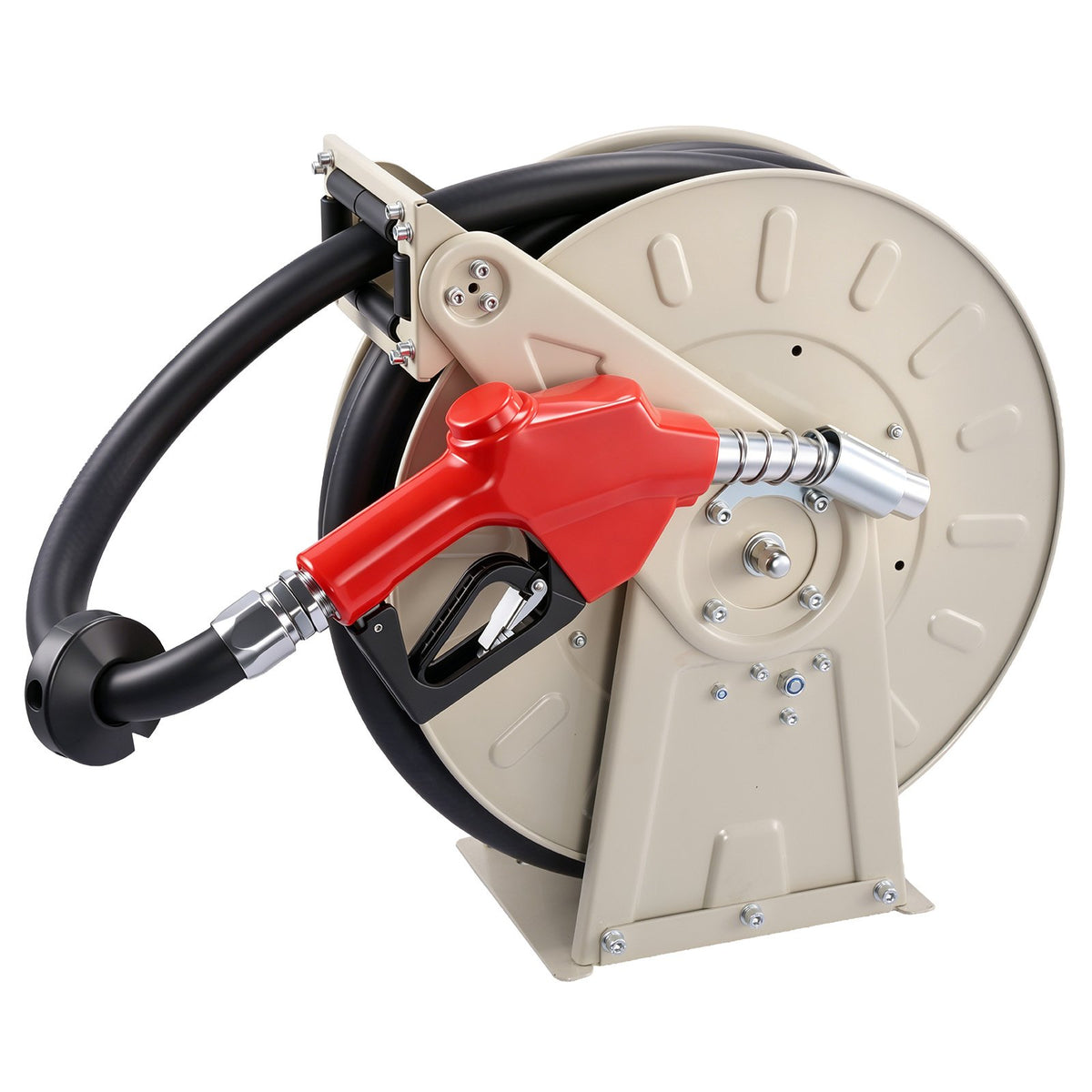 VEVOR Fuel Hose Reel, 1 inch x 33 ft Retractable, Spring Driven Auto Swivel Rewind, 300 PSI, Heavy-Duty Carbon Steel Construction with Industrial Grade Rubber Hose, for Diesel Fuel, Kerosene - CYRGJPDDK33FREPDP001V0 - view 10