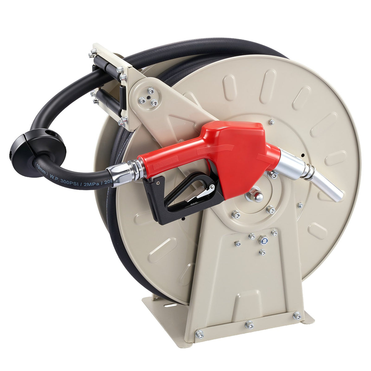 VEVOR Fuel Hose Reel, 3/4 inch x 50 ft Retractable, Spring Driven Auto Swivel Rewind, 300 PSI, Heavy-Duty Carbon Steel Construction with Industrial Grade Rubber Hose, for Diesel Fuel, Kerosene - CYRGJPDDK50FAK6C2001V0 - view 10