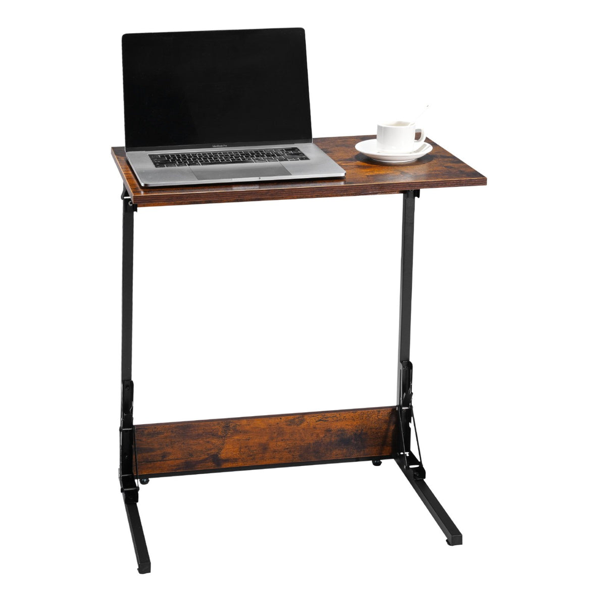 VEVOR C Table, Folding C Shaped End Table with Metal Frame & Adjustable Feet, Foldable C Shaped Side Table for Living Room Bedroom Office, 23.62 x 14.57 x 27.56 inch C Shaped TV Tray, Brown and Black - CZBHB24INCHBNUD8N001V0 - view 10