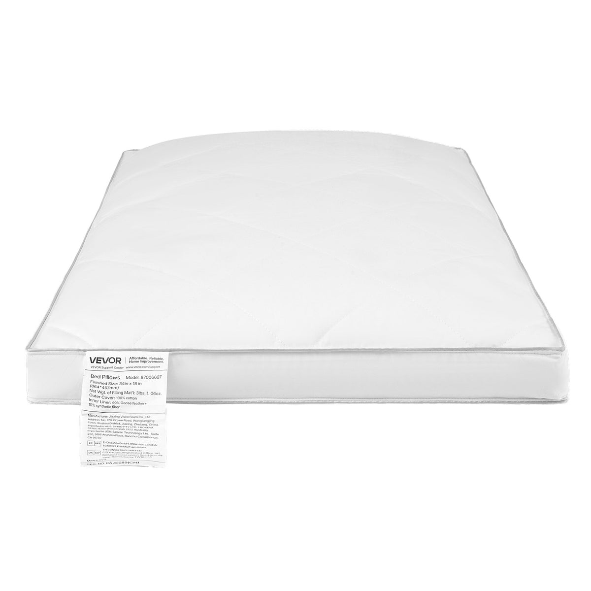 VEVOR Bed Pillows for Sleeping, Set of 2, Queen Size Luxury Quality Hotel Pillows with Original Down Alternative Filling, Supportive and Fluffy, Bedding for Back, Stomach and Side Sleepers, White - CZTYRQUEEN2PSQLSZ001V0 - view 10