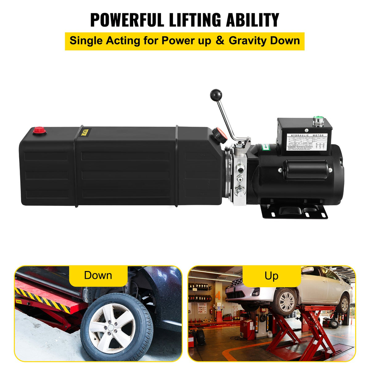 VEVOR Hydraulic Pump 2950 PSI 60HZ Hydraulic Power Unit 3 HP 220V Hydraulic Power Pack for 2 & 4 Post Lifts Car Lift Hydraulic Power Unit with 3.5 Gallon Reservoir - CZYYB14LQCJSQ60HZV7 - view 3