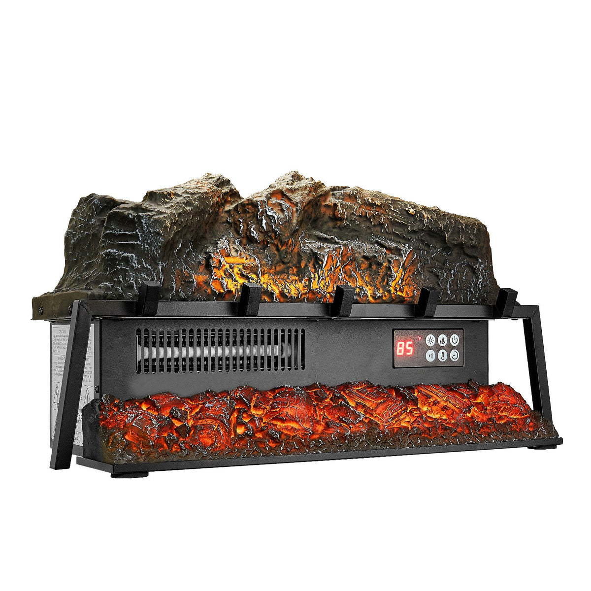 VEVOR Electric Fireplace Log, 25 inch Fireplace Insert Log Heater, with Crackling Sound,Remote Controller, 5 Adjustable Flame Brightness, Timer, Overheat Protection, Thermostat, for Home Decor Black - DBLYM25YC150I3MWF001V1 - view 10