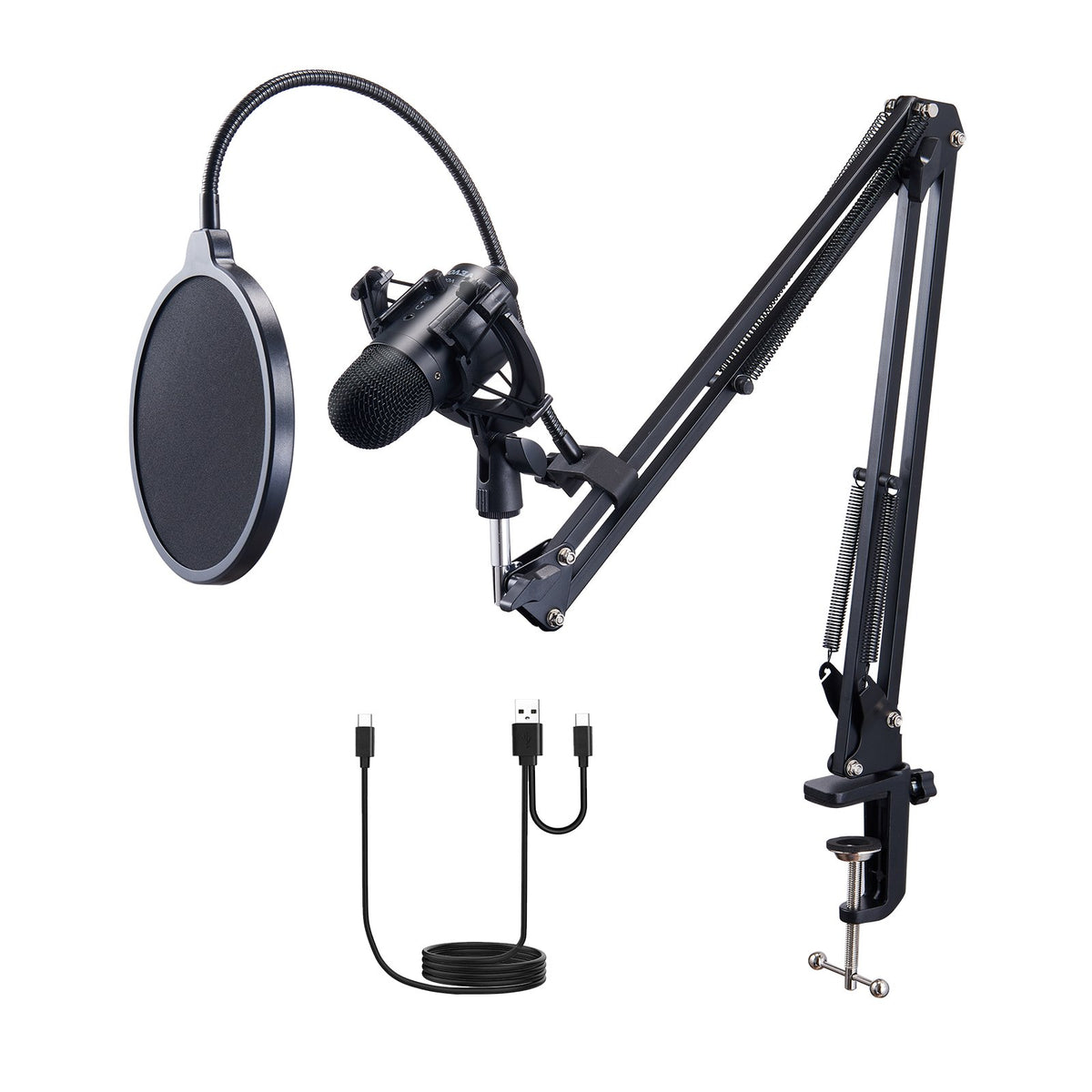 VEVOR USB Microphone, 192kHz/24-bit, Professional Condenser Microphone Kit, with Boom Arm Stand Pop Filter Shock Mount Mute Button Headphones Jack, for Podcast Recording Video Gaming Singing Streaming - DBMKFDRMKFBDKL3E6V9 - view 10