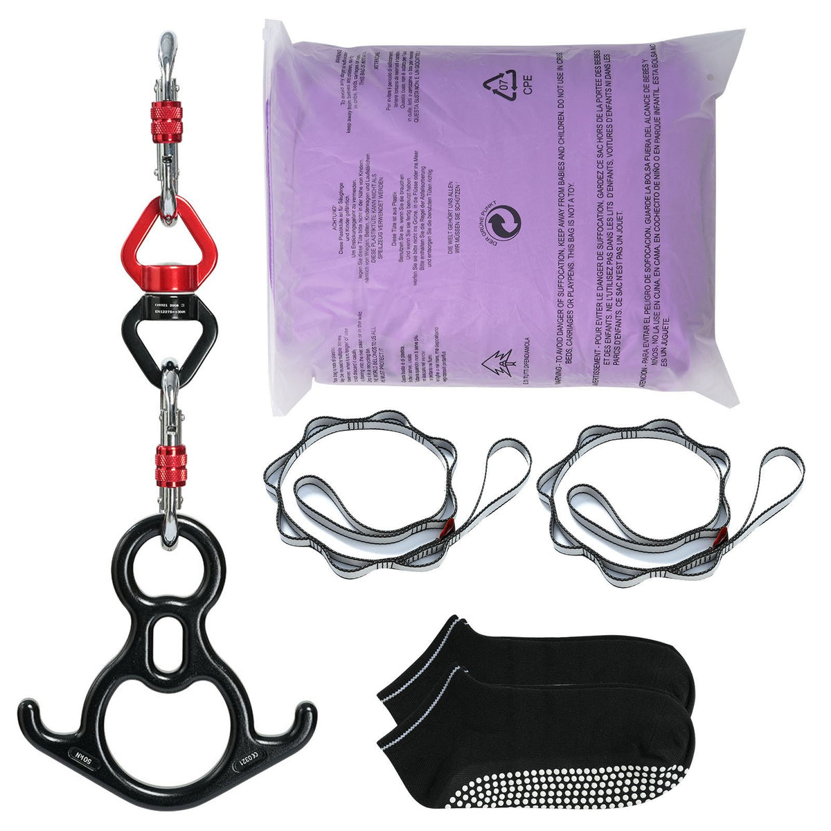 VEVOR Aerial Silk & Yoga Swing, 8.7 Yards, Aerial Yoga Hammock Kit with 100gsm Nylon Fabric, Full Rigging Hardware & Easy Set-up Guide, Antigravity Flying for All Levels Fitness Bodybuilding, Purple - DCK822X28MSZR9A6KV0 - view 10