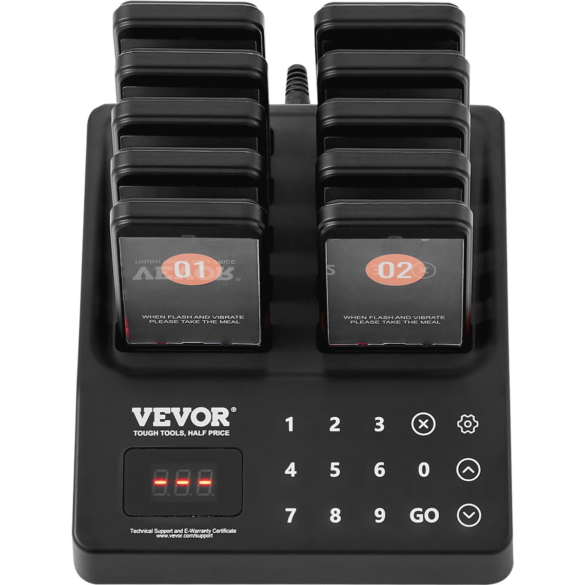 VEVOR Restaurant Pager System, Wireless 400m Long Range Lineup Waiting Queue Signal, Guest Customer Calling Beepers with Vibration & Flashing, 10 Buzzers for Food Truck, Church, Nursery, Hospital - DCPQCQFX10HSUWM3LV1 - view 10